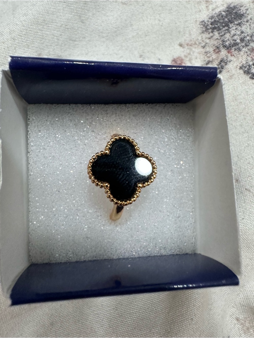Black Clover ring gold plated brass